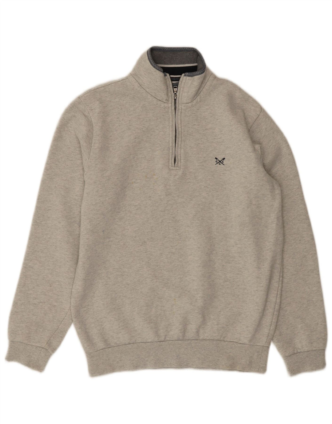 J. CREW Mens Zip Neck Sweatshirt Jumper Small Grey Cotton