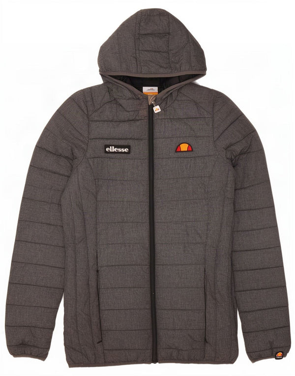 Ellesse Womens Hooded Wattierte Jacke UK 8 Small Grau Polyester