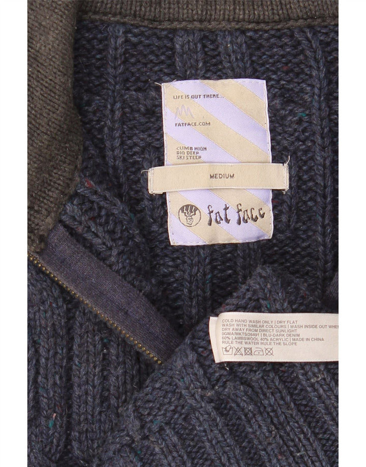 Fat Face Herren-Pullover mit Reißverschluss am Hals, mittlere marineblaue Lammwolle