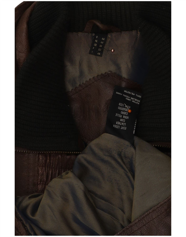 VINTAGE Herren Loose Fit Lederjacke UK 34 XS Braunes Leder