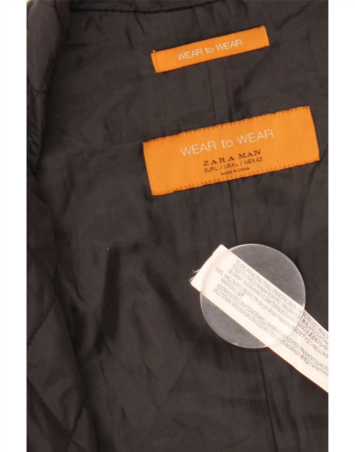 ZARA Herren Steppweste UK 40 Large Schwarz Nylon