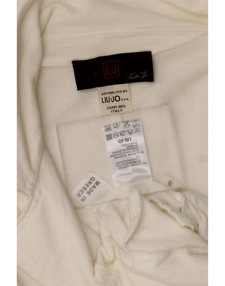 Liu Jo Damen-Blazerjacke mit 3 Knöpfen, UK 10, Größe S, weiße Baumwolle