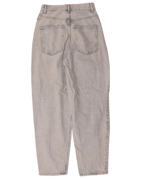 Zara Damen High Waist Tapered Jeans EU 36 XS W26 L29 Blaue Baumwolle