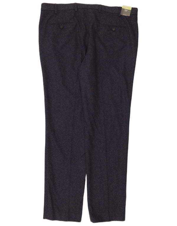 Marks & Spencer Herren Slim Chinohose W40 L33 Marineblaue Wolle
