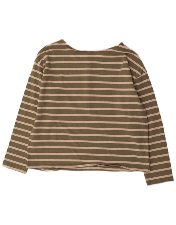 Joules Damen Top Langarm UK 14 Large Khaki Gestreifte Baumwolle