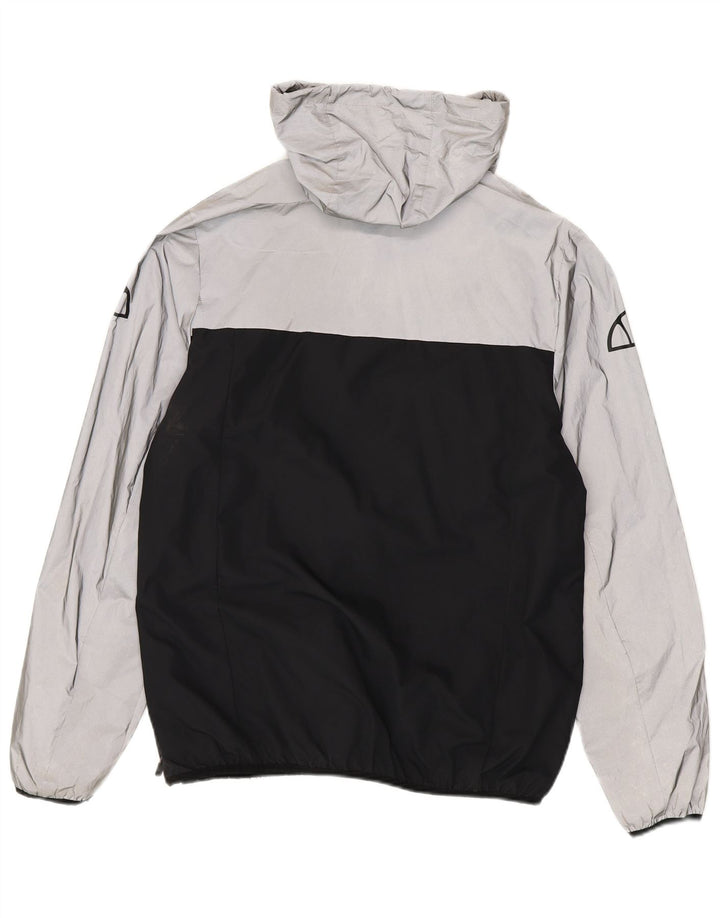 Ellesse Herren-Regenjacke mit grafischer Kapuze, UK 40, Größe L, Schwarz, Farbblock