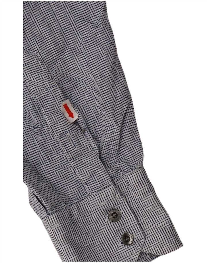 Lacoste kariertes Herrenhemd, Größe 40, mittelblau, Hahnentritt-Baumwolle, klassisch