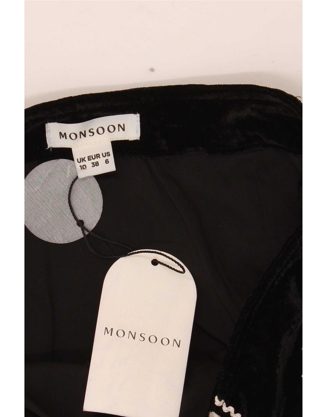 Monsoon Damen Minirock UK 10 Small W27 Schwarz geblümtes Polyester