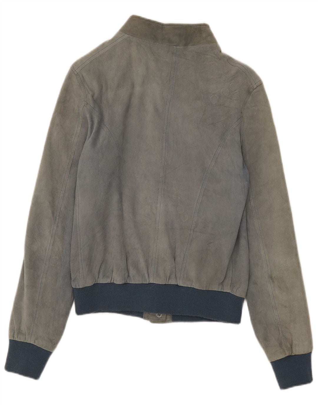 Emanuele Curci Damen Wildleder-Bomberjacke IT 44 Mittelgrauer Farbblock