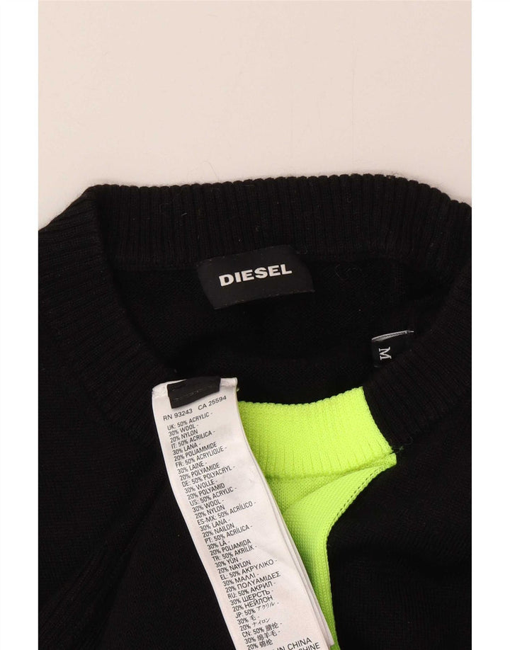 Diesel Herren-Pullover mit grafischem Rundhalsausschnitt, Mittelschwarz, Farbblock