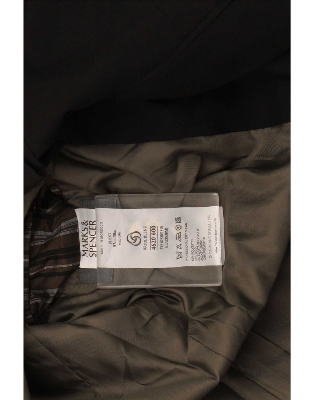 Marks & Spencer Herren-Blazer mit 3 Knöpfen, UK 38, Mittelschwarz, Polyester