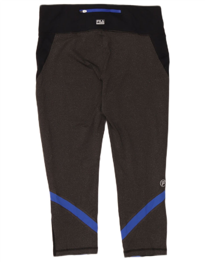 Fila Damen Capri-Leggings UK 14 Mittelschwarzes Colourblock-Polyester