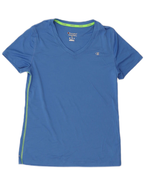 CHAMPION Damen T-Shirt Top UK 14 Mittelblaues Polyester