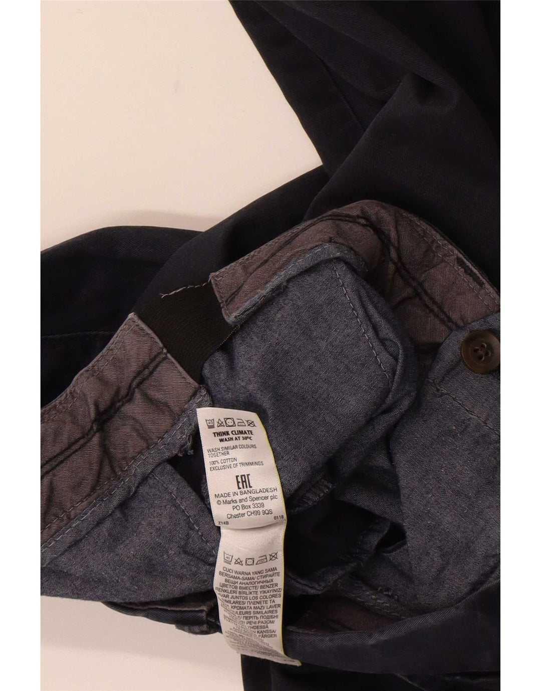 Marks & Spencer Herren-Chinoshorts W34, Größe L, Marineblau, Baumwolle