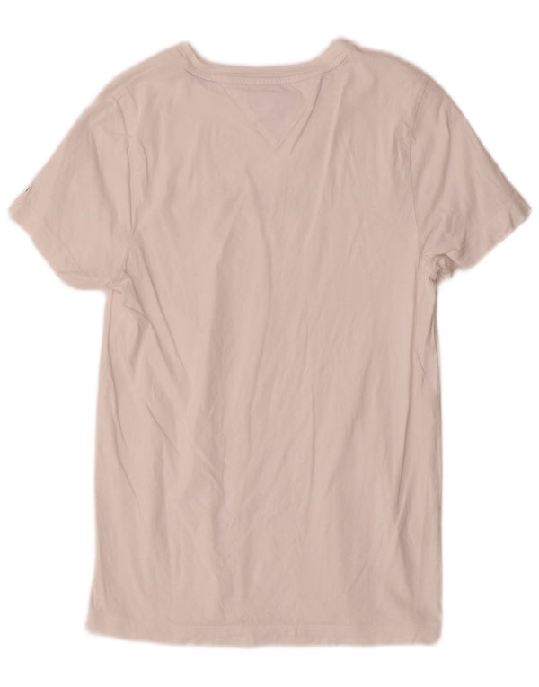 Tommy Hilfiger Damen Grafik-T-Shirt-Oberteil UK 6 XS Weiße Baumwolle