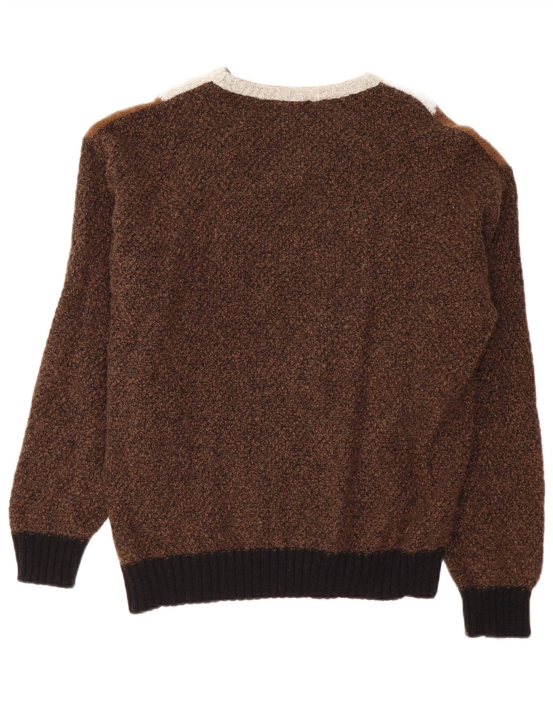 VINTAGE Herren-Pullover mit V-Ausschnitt, groß, braun, Farbblock