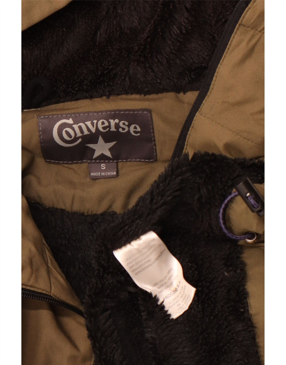 CONVERSE Herren-Windjacke mit Kapuze, UK 36, Größe S, Khaki, Baumwolle