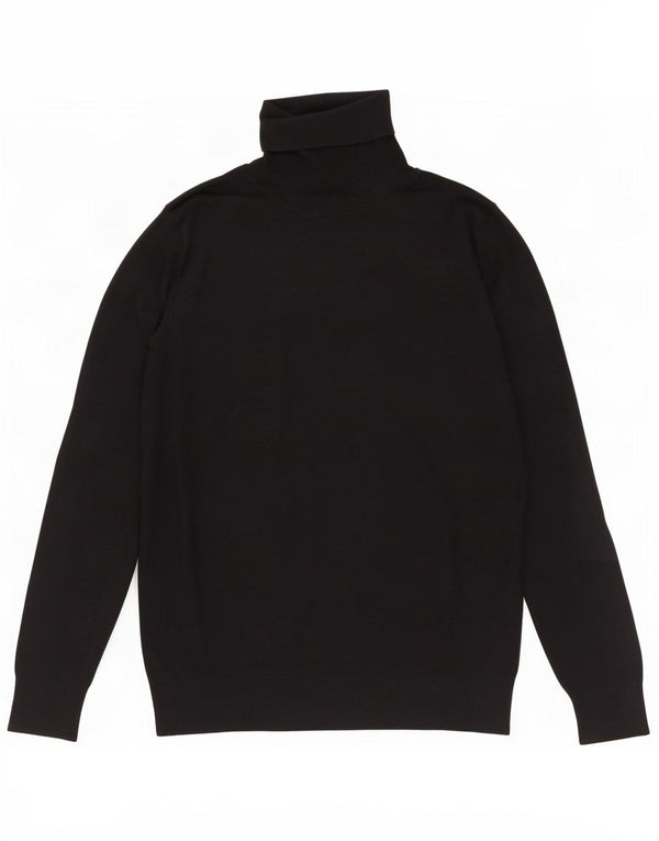 Massimo Dutti Damen-Pullover mit Rollkragen, Gr. 14, Größe L, schwarze Seide