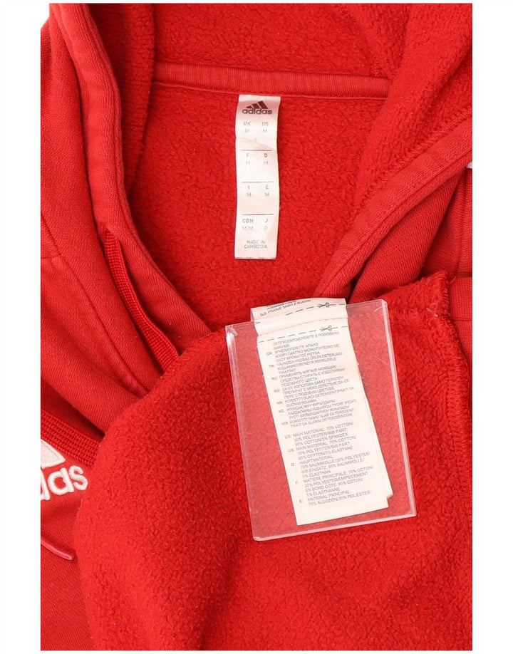 ADIDAS Mens Hoodie Jumper Medium Red Cotton