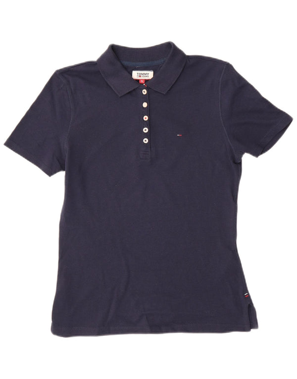 Tommy Hilfiger Damen Poloshirt UK 10 Small Marineblau Baumwolle