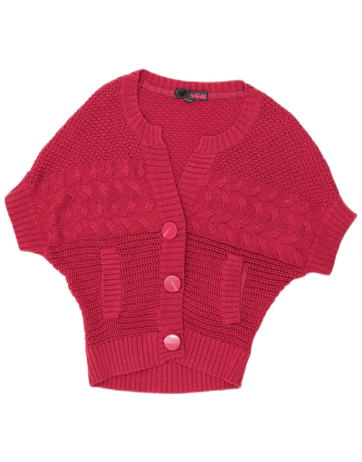 Vintage Damen Fledermaus-Cardigan-Pullover UK 14 Groß Rosa