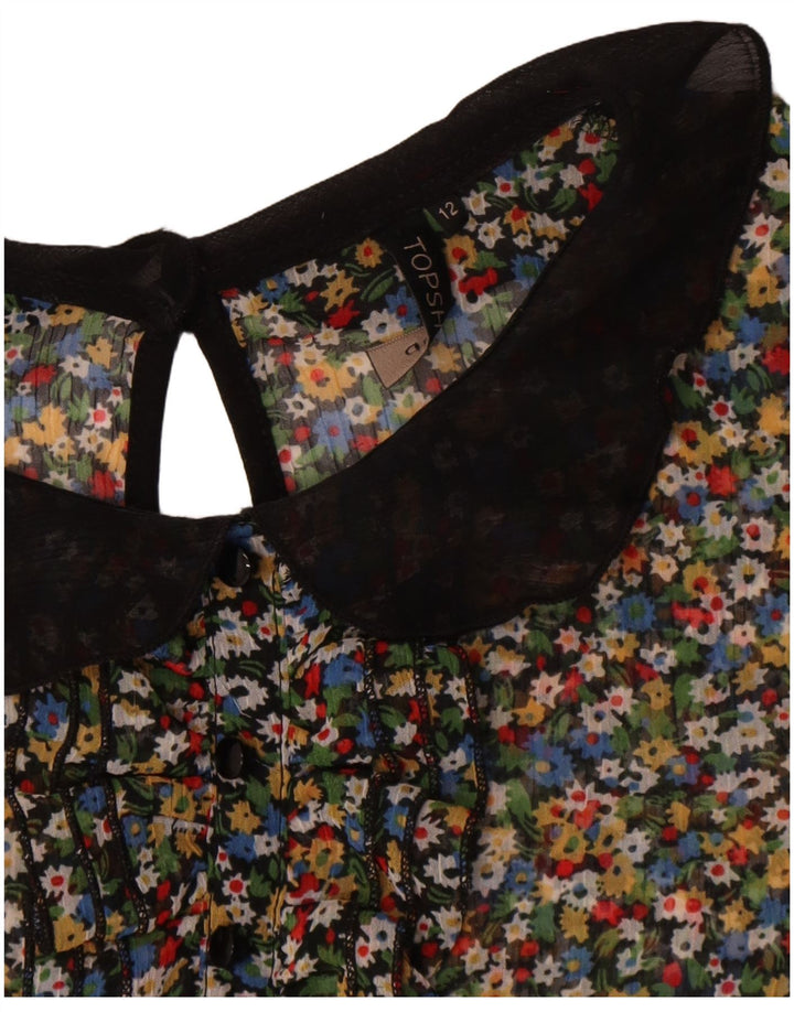Topshop Damen-Blusenoberteil, durchsichtig, Gr. 42, mittelgroß, mehrfarbig, Blumenmuster