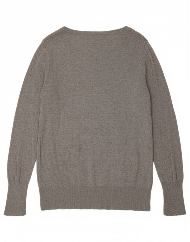 MOSSIMO Womens Oversized V-Neck Jumper Sweater US 2 XS Grey Nylon