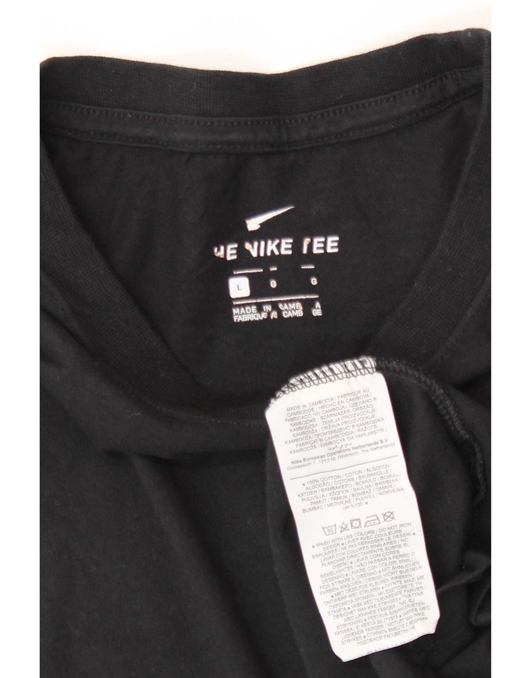 Nike Herren T-Shirt Top Large Schwarz Baumwolle