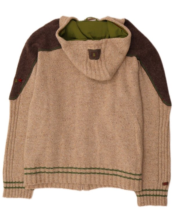 Spieth & Wensky Herren-Cardigan mit Kapuze, 3XL, Beige, Colourblock-Wolle