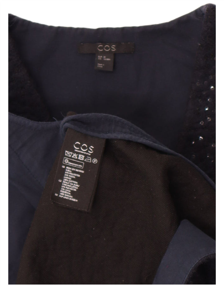 Cos Ärmelloses Damen-Etuikleid mit Pailletten, EU 38, mittelmarineblaues Polyester