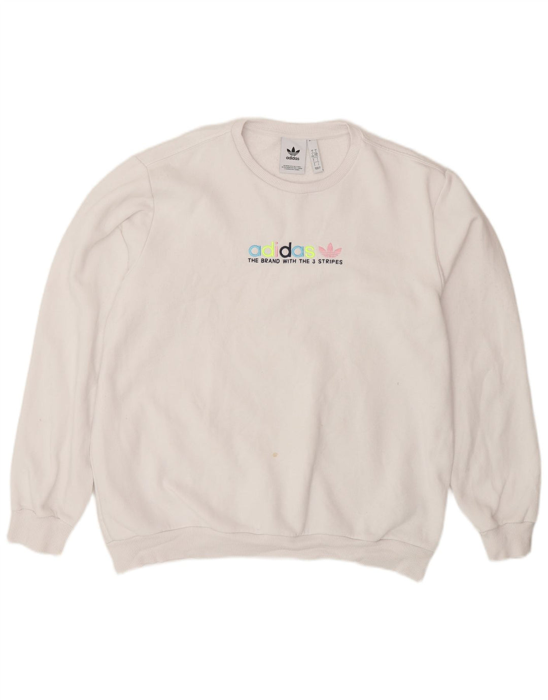 ADIDAS Mens Graphic Sweatshirt Jumper Large White Cotton