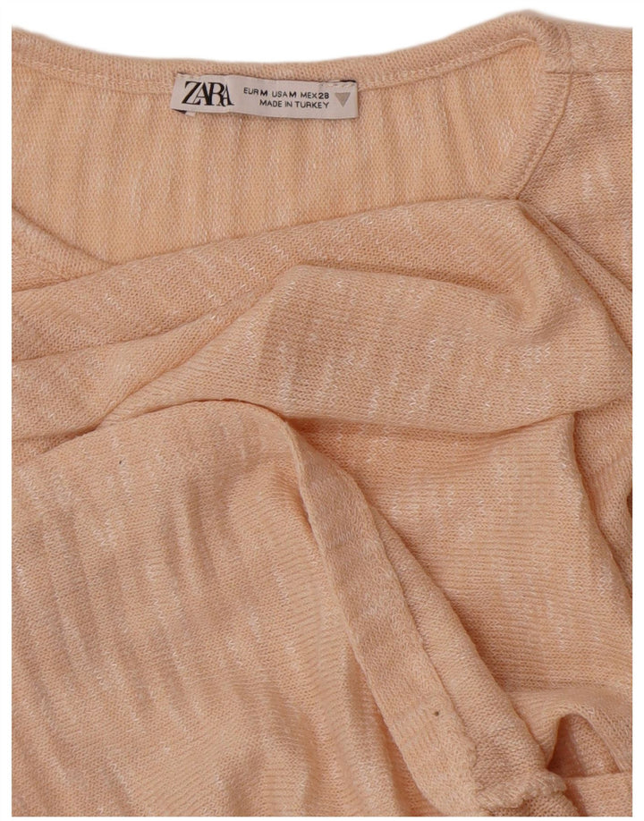 Zara Damen Crop T-Shirt Top UK 12 Mittelrosa meliert