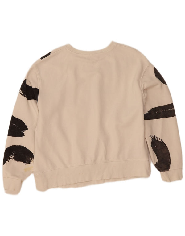 Zara Damen Crop Sweatshirt Pullover UK 14 Mittelweiß Farbblock