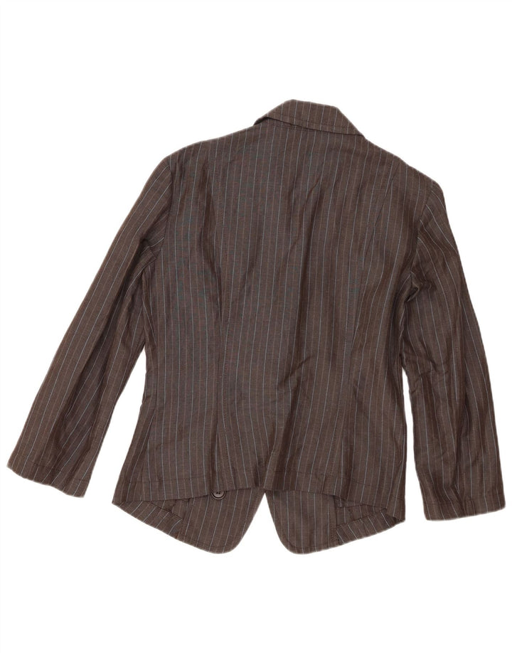 Benetton Damen-Blazer mit 2 Knöpfen, IT 44, mittelgrau, gestreift, Viskose