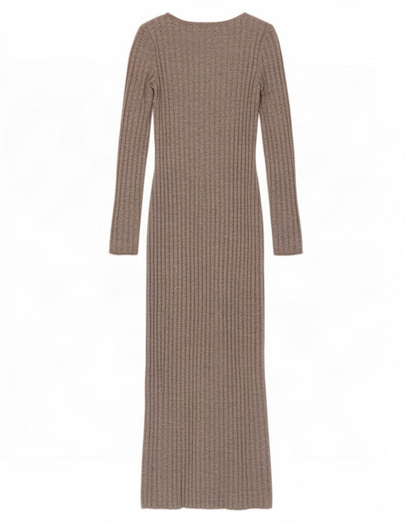Zara Damen Langarm-Maxikleid UK 12 Mittelgraue Viskose