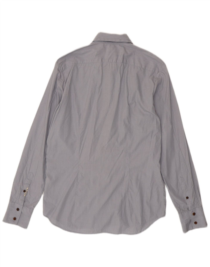 Diesel Herrenhemd, groß, blaue Nadelstreifen-Baumwolle