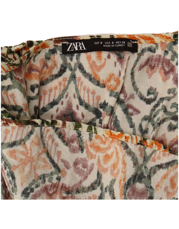 Zara Damen-Stufenkleid, Gr. 8, klein, mehrfarbig, mit Blumenmuster