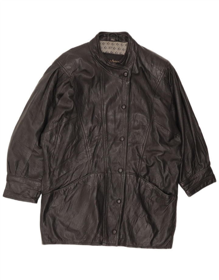 Pierce Arrow Damen Übergroßer Ledermantel EU 42 Large Schwarz