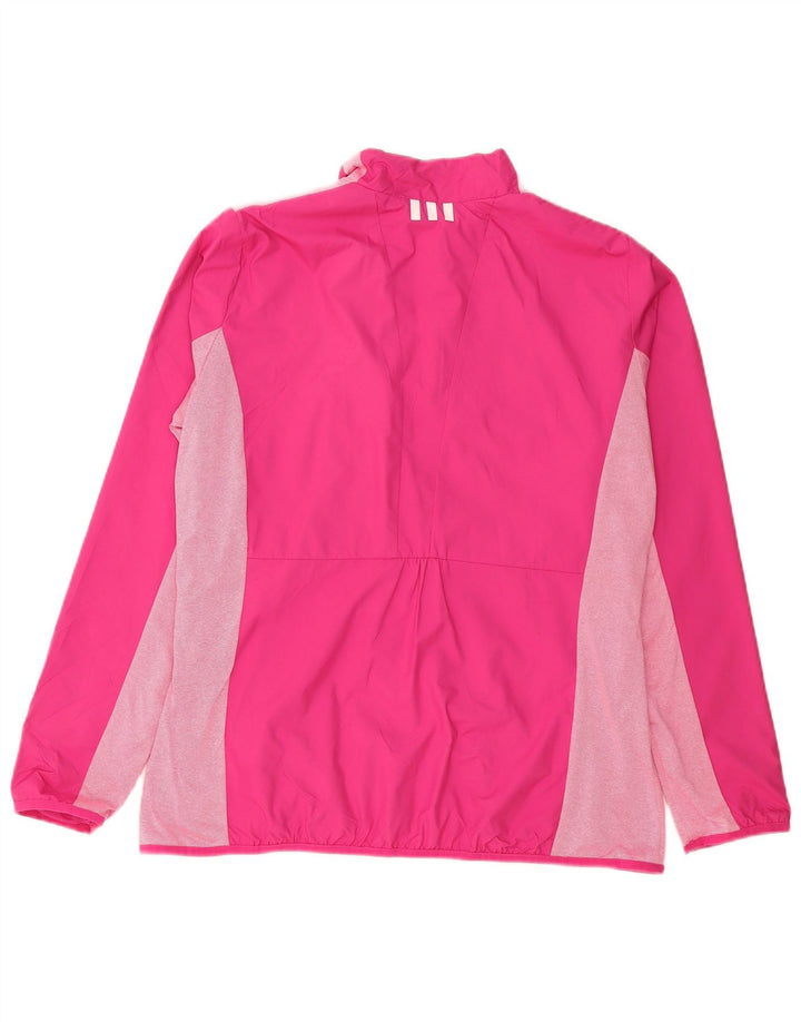 ADIDAS Damen-Trainingsanzug-Top-Jacke UK 18 XL Pink Colourblock Polyester