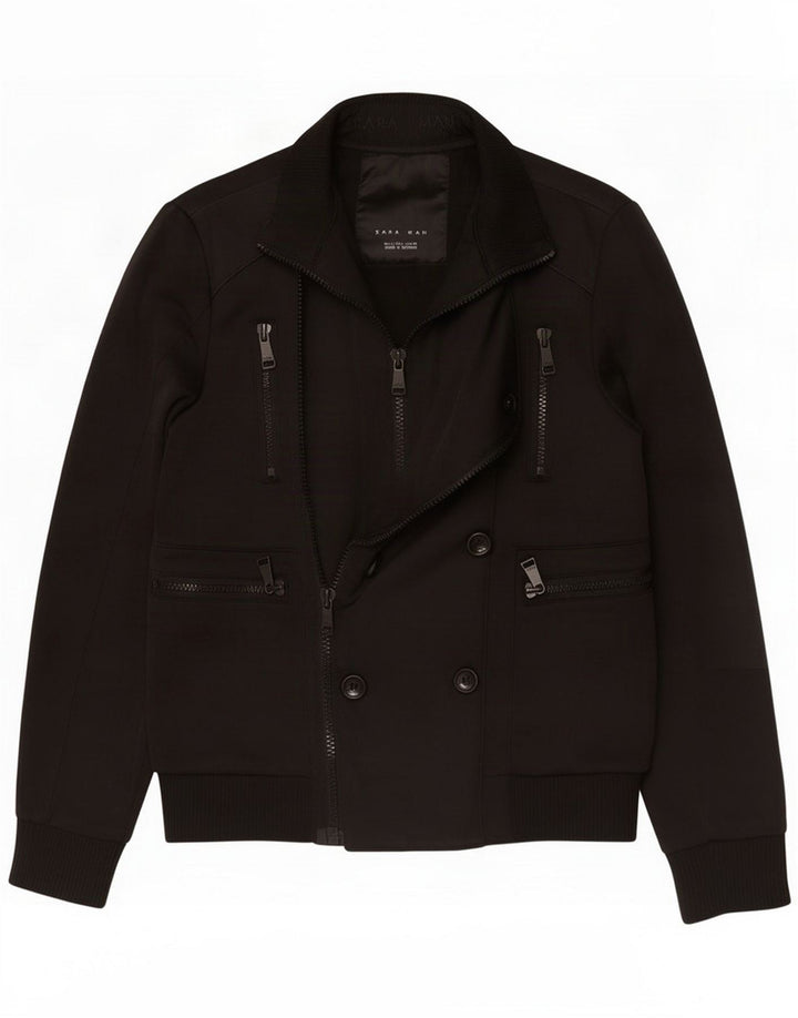 Zara Herren Bomberjacke UK 40 Large Schwarz Polyester