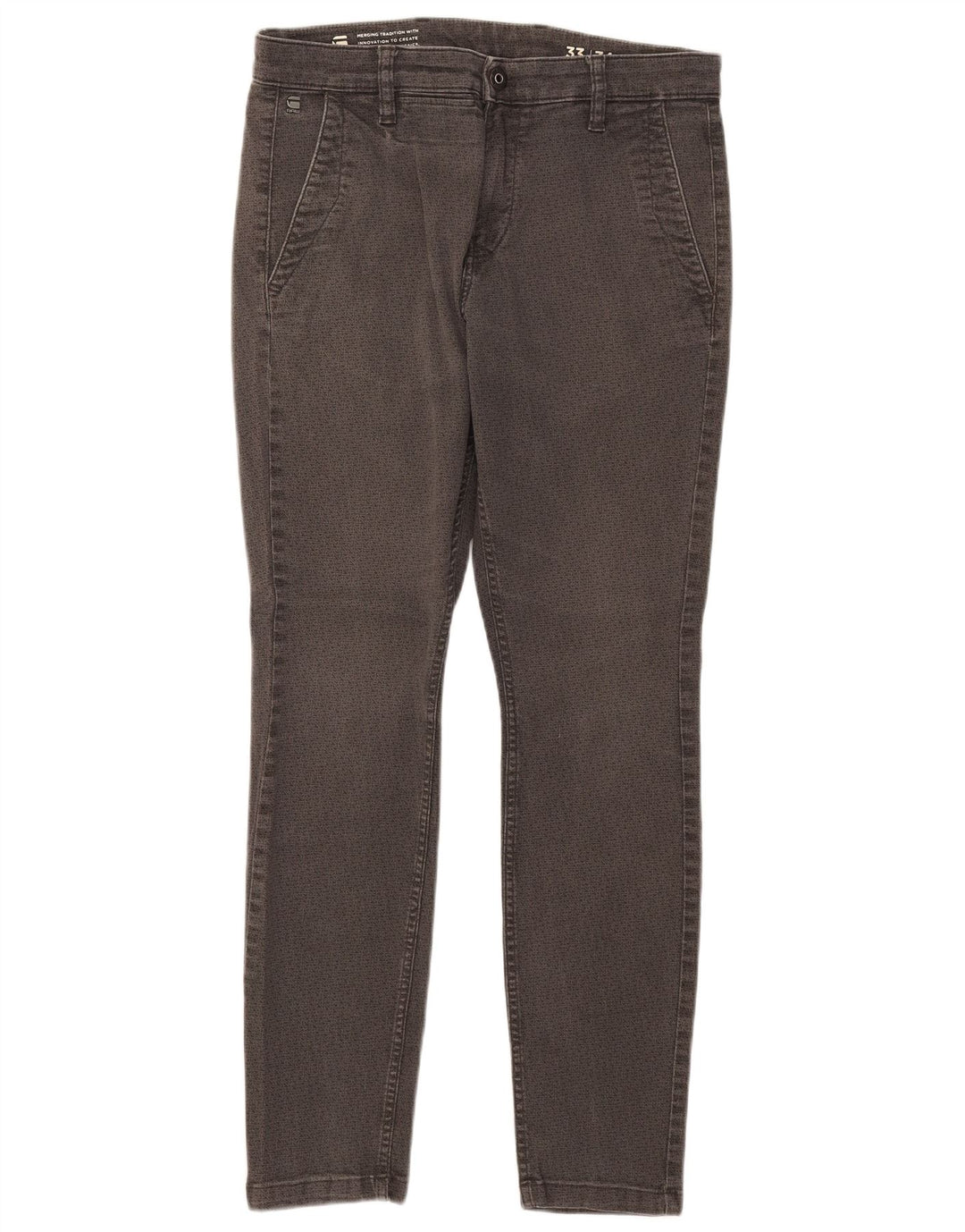 G-Star Herren Slim Jeans W33 L30 Graue geometrische Baumwolle