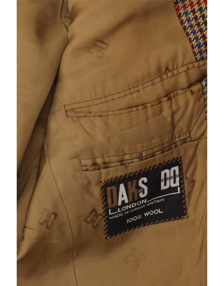 Dack's Herren-Blazer mit 2 Knöpfen, UK 38, mittelbraune Wolle mit Hahnentrittmuster