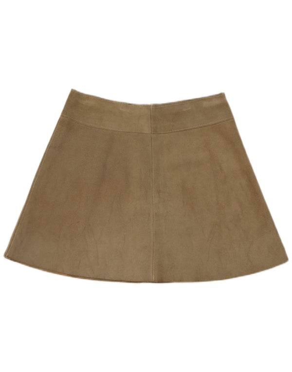 Vintage Damen Wildleder Minirock W28 Medium Khaki Leder