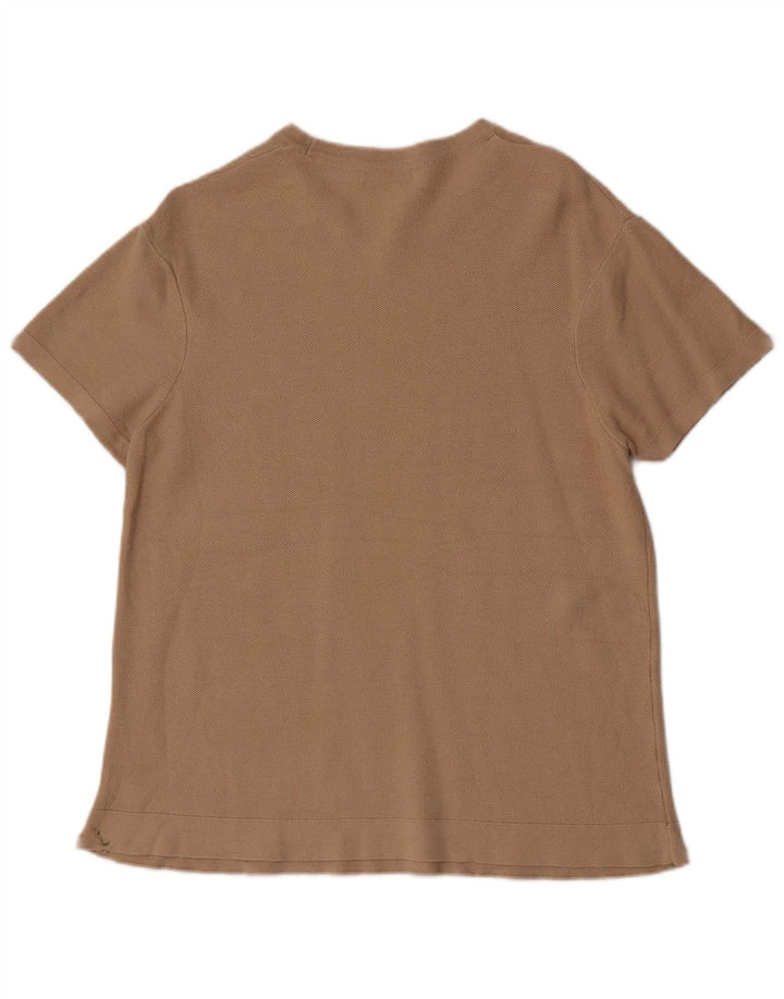Zara Herren Kurzarm-T-Shirt-Oberteil aus mittelbrauner Baumwolle