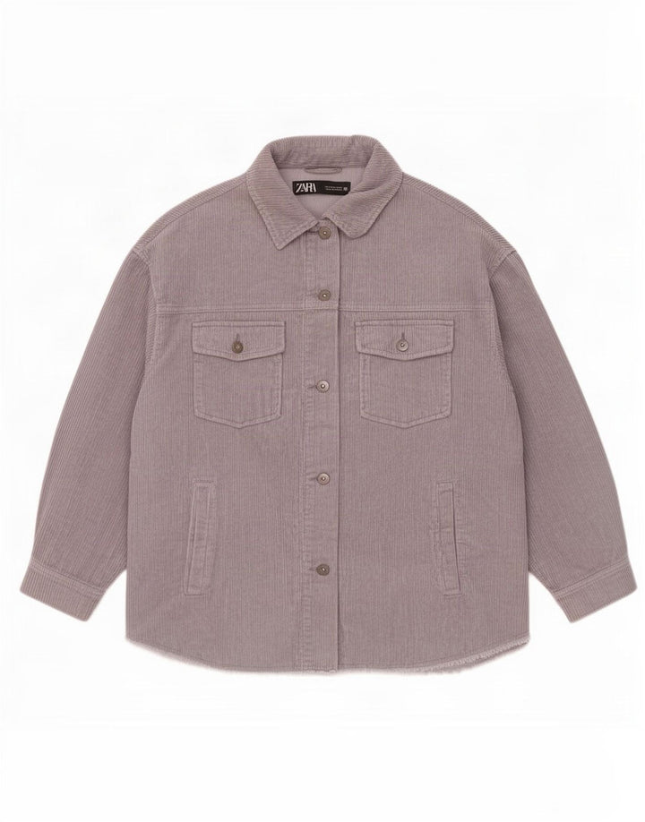 Zara Damen Übergroße Cordjacke UK 16 Große graue Baumwolle