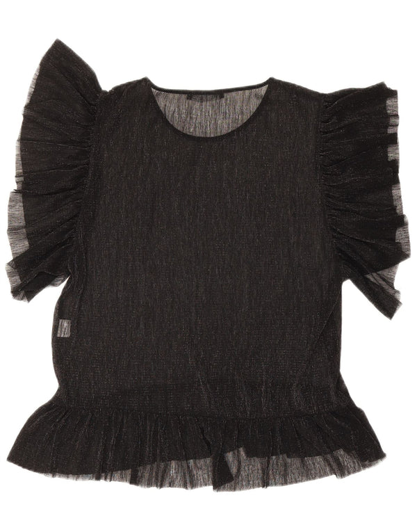 Zara Damen Durchsichtiges Top UK 10 Small Schwarz