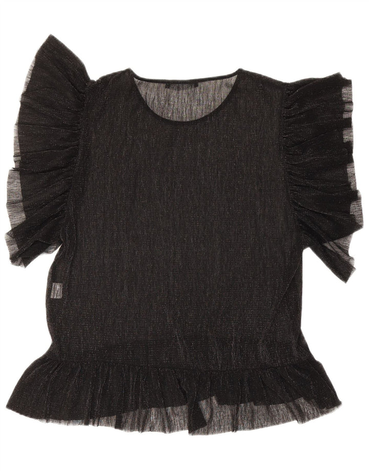 Zara Damen Durchsichtiges Top UK 10 Small Schwarz