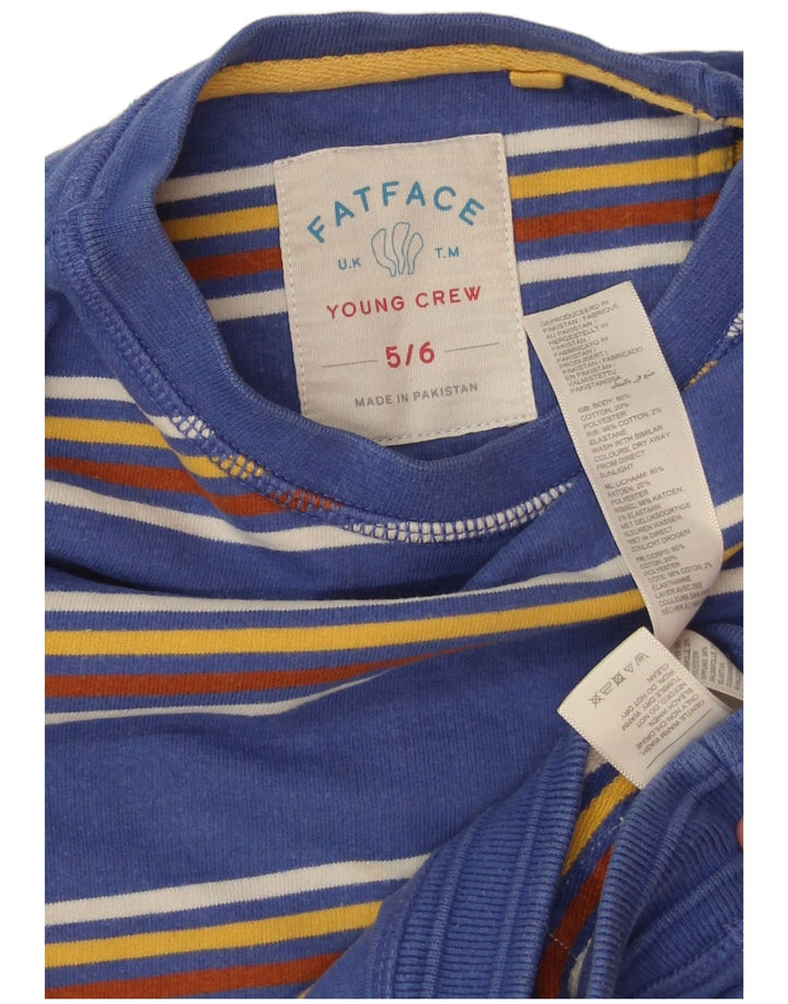 Fat Face Jungen-Sweatshirt-Pullover, 5–6 Jahre, blau gestreift, Baumwolle