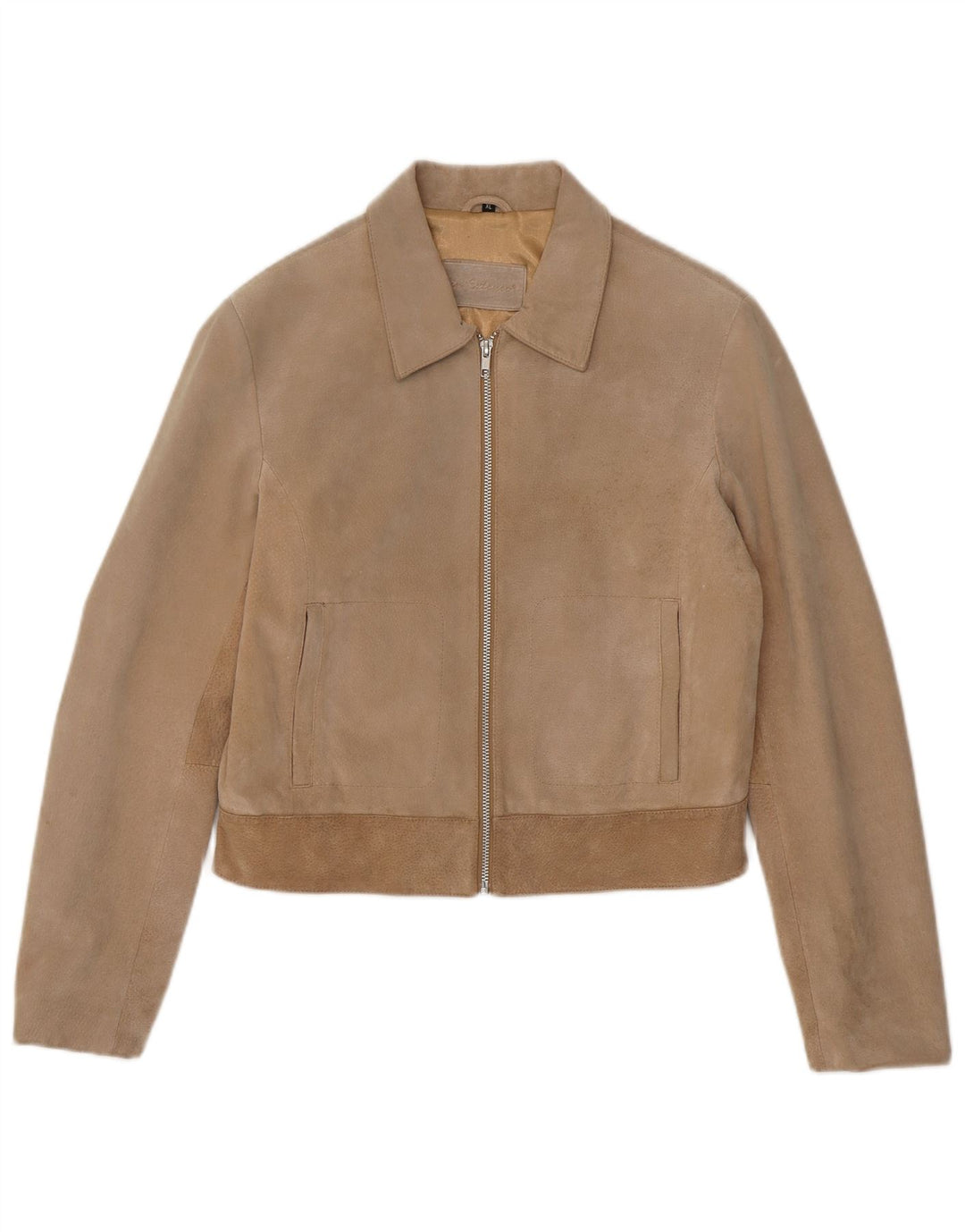 In Extenso Damen Crop Wildlederjacke UK 18 XL Beige Leder