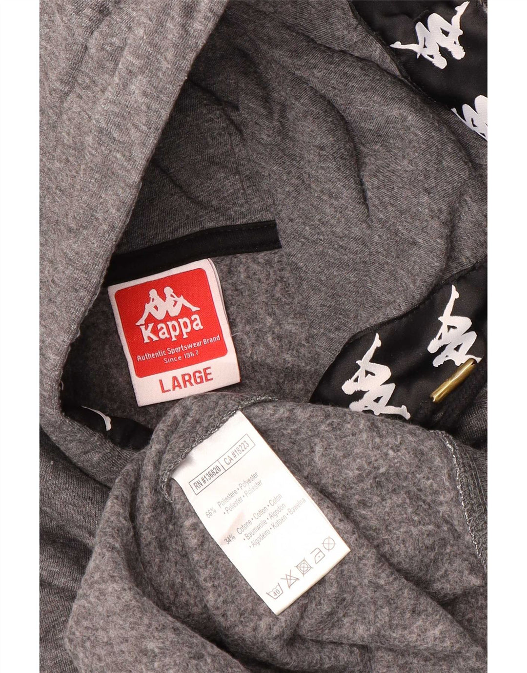 Kappa Herren-Kapuzenpullover mit Grafik, groß, grau, Polyester